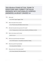 SSA Window EXAM ACTUAL EXAM 74 QUESTIONS AND CORRECT DETAILED ANSWERS WITH RATIONALES (VERIFIED ANSWERS) |ALREADY GRADED A+