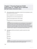 Chapter 17 Nursing Diagnosis EXAM QUESTIONS (21 TERMS) WITH VERIFIED DEFINITIONS UPDATED 2024