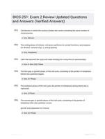 BIOS-251: Exam 2 Review Updated Questions and Answers (Verified Answers)