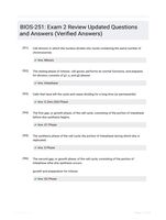 BIOS-251: Exam 2 Review Updated Questions and Answers (Verified Answers)