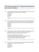 ATI Pharmacology Test 1 Study Guide Questions and Correct Answers