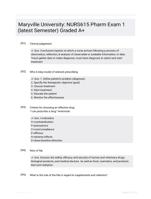 Maryville University: NURS615 Pharm Exam 1 (latest  Semester) Graded A+