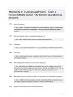 MU NURS 615: Advanced Pharm - Exam 4 Review STUDY GUIDE / 80 Correct Questions & answers
