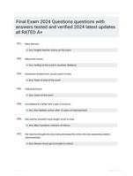 Final Exam 2024 Questions questions with answers tested and verified 2024 latest updates all RATED A+