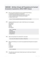 NREMR - Written (Exam -Questions & Correct Answers) Questions (WSU EMR Class)