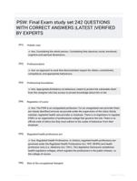 PSW: Final Exam study set 242 QUESTIONS WITH  CORRECT ANSWERS |LATEST  |VERIFIED BY  EXPERTS