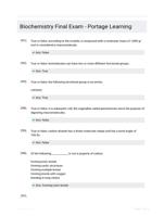 Biochemistry Final Exam - Portage Learning