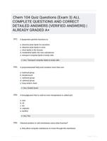 Chem 104 Quiz Questions (Exam 3) ALL COMPLETE  QUESTIONS AND CORRECT  DETAILED ANSWERS (VERIFIED  ANSWERS) |ALREADY GRADED A+