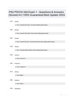 PSU PSYCH 260 Exam 1 - Questions & Answers (Scored A+) 100% Guaranteed Best Update 2024