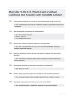 Maryville NURS 615 Pharm Exam 2 Actual Questions and Answers with complete solution