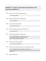 NURS 611 Exam 3 (all  tests) Questions and  answers graded A+