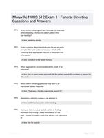 Maryville NURS 612 Exam 1 - Funeral Directing Questions and Answers