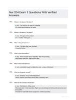 Nur 204 Exam 1 Questions With Verified  Answers