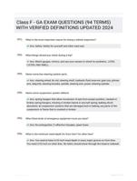 Class F - GA EXAM QUESTIONS (94 TERMS) WITH VERIFIED DEFINITIONS UPDATED 2024