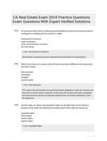 CA Real Estate Exam 2024 Practice Questions Exam  Questions With Expert Verified  Solutions