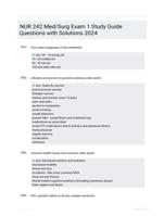 NUR 242 Med/Surg Exam 1 Study Guide Questions with Solutions 2024