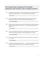 PSI Actual Exam Questions All Possible Questions and Answers with complete solution