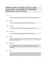 Midwifery With Complete Solutions Latest Update 2024 148 CORRECTLY ANSWERED QUESTIONS LATEST UPDATE