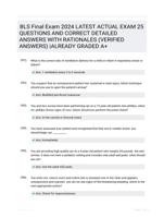 BLS Final Exam 2024 LATEST  ACTUAL EXAM 25 QUESTIONS AND CORRECT DETAILED ANSWERS WITH RATIONALES (VERIFIED ANSWERS) |ALREADY GRADED A+