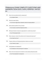Phlebotomy EXAM COMPLETE QUESTIONS AND ANSWERS 2024/2025 (100%) VERIFIED | RATED A+
