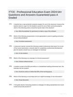 FTCE - Professional Education Exam 2024 64+ Questions and Answers Guaranteed pass A Graded