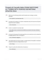 Property & Casualty Idaho EXAM QUESTIONS (51 TERMS) WITH VERIFIED DEFINITIONS UPDATED 2024