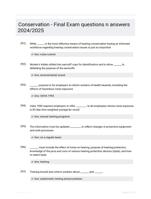 Conservation - Final Exam questions n answers 2024/2025