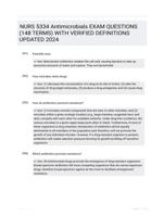 NURS 5334 Antimicrobials EXAM QUESTIONS (148 TERMS) WITH VERIFIED DEFINITIONS UPDATED 2024