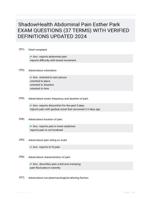 ShadowHealth Abdominal Pain Esther Park EXAM QUESTIONS (37 TERMS) WITH VERIFIED DEFINITIONS UPDATED 2024