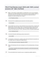 PALS Final Review exam 2024 with 100% correct answers - Q&A (Verified)