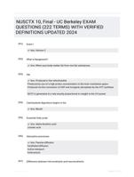 NUSCTX 10, Final - UC Berkeley EXAM QUESTIONS (222 TERMS) WITH VERIFIED DEFINITIONS UPDATED 2024