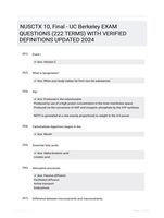 NUSCTX 10, Final - UC Berkeley EXAM QUESTIONS (222 TERMS) WITH VERIFIED DEFINITIONS UPDATED 2024