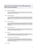 Texas All Lines Adjuster Test |283 Questions| With Correct Answers.