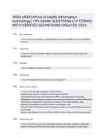 WGU c800 (ethics in health information technology) 19% EXAM QUESTIONS (14 TERMS) WITH VERIFIED DEFINITIONS UPDATED 2024