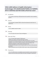 WGU c800 (ethics in health information technology) 19% EXAM QUESTIONS (14 TERMS) WITH VERIFIED DEFINITIONS UPDATED 2024