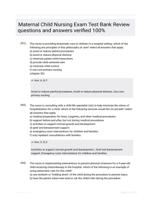 Maternal Child Nursing Exam Test Bank Review questions and answers verified 100%