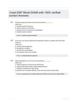 Coast EMT Block EXAM with 100% verified correct Answers
