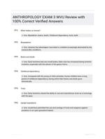 ANTHROPOLOGY EXAM 3 WVU Review with 100% Correct Verified Answers