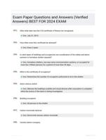 Exam  Paper Questions and  Answers (Verified  Answers) BEST FOR 2024  EXAM