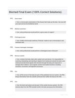 Biomed Final Exam (100% Correct Solutions).