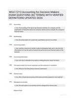 WGU C213 Accounting for Decision Makers EXAM QUESTIONS (82 TERMS) WITH VERIFIED DEFINITIONS UPDATED 2024