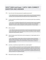 GOVT 2305 Unit Exam 1 WITH 100% CORRECT QUESTION AND ANSWER