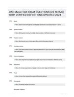 OAE Music Test EXAM QUESTIONS (25 TERMS) WITH VERIFIED DEFINITIONS UPDATED 2024