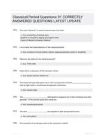 Classical Period Questions 91 CORRECTLY ANSWERED QUESTIONS LATEST UPDATE