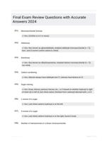 Final Exam Review Questions with Accurate Answers 2024