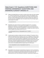 Stats Exam 2 101 Questions QUESTIONS AND VERIFIED  ANSWERS(57 QUESTIONS AND ANSWERS) ALREADY GRADED A+