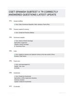 CSET SPANISH SUBTEST V 79 CORRECTLY ANSWERED QUESTIONS LATEST UPDATE
