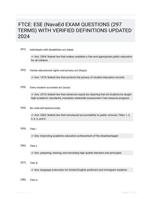 FTCE: ESE (NavaEd EXAM QUESTIONS (297 TERMS) WITH VERIFIED DEFINITIONS UPDATED 2024