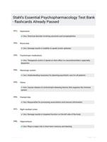 Stahl's Essential Psychopharmacology Test Bank - flashcards Already Passed