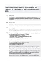 Maternal Newborn EXAM QUESTIONS (106 TERMS) WITH VERIFIED DEFINITIONS UPDATED 2024